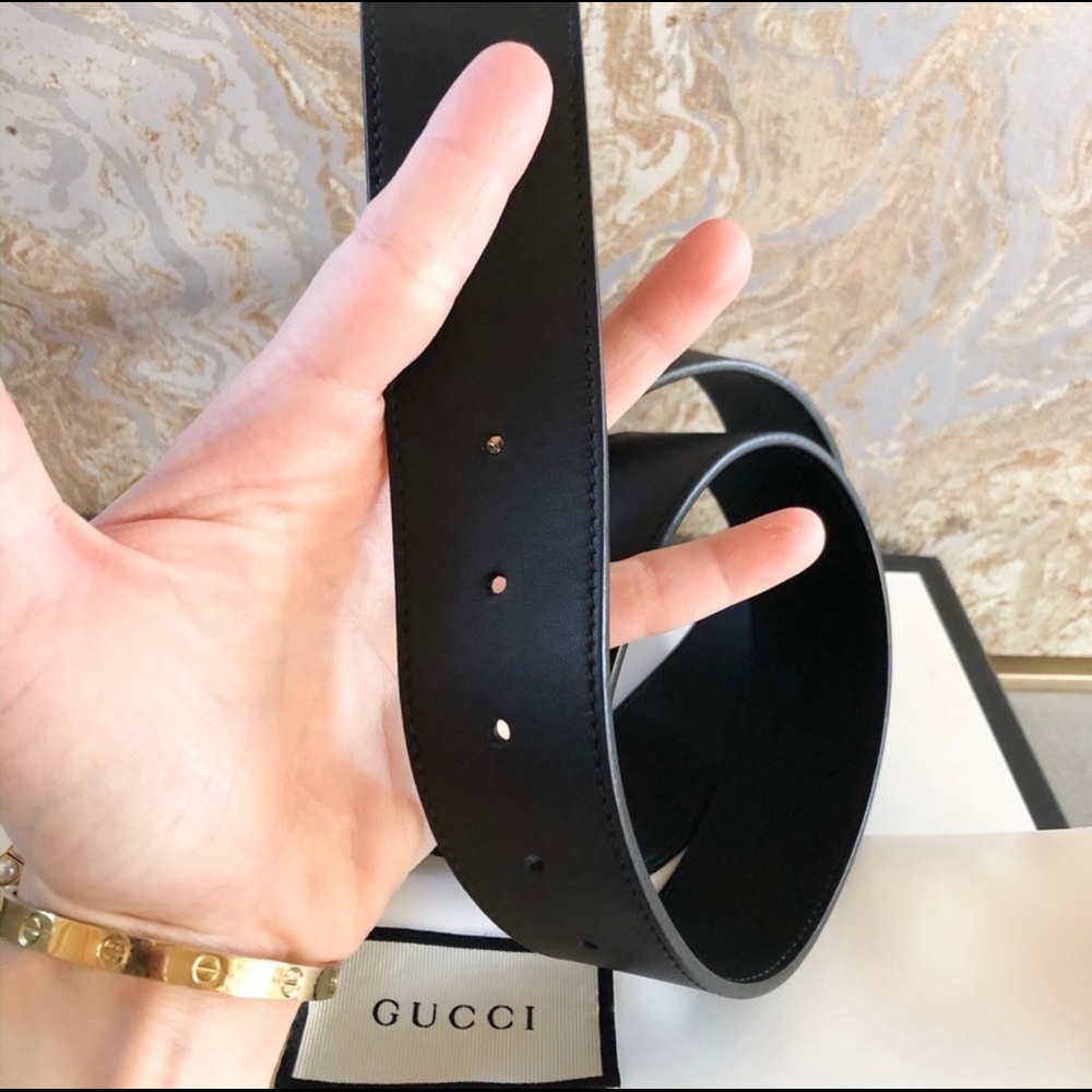 Gucci Marmont GG Pearl Black Calfskin Leather Belt - Picture 6 of 7